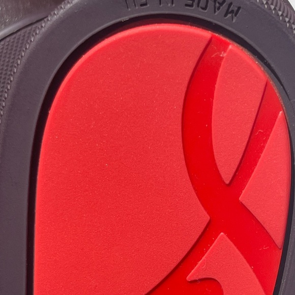 Christian Louboutin Men’s Leather Burgundy Louis Spikes Flat Sneakers 42IT - Picture 5 of 8